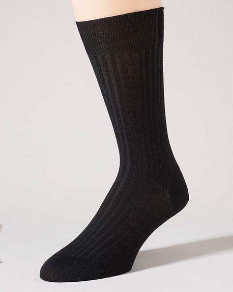 Pantherella Stretch Wool Ankle Socks - Black - Country Collection