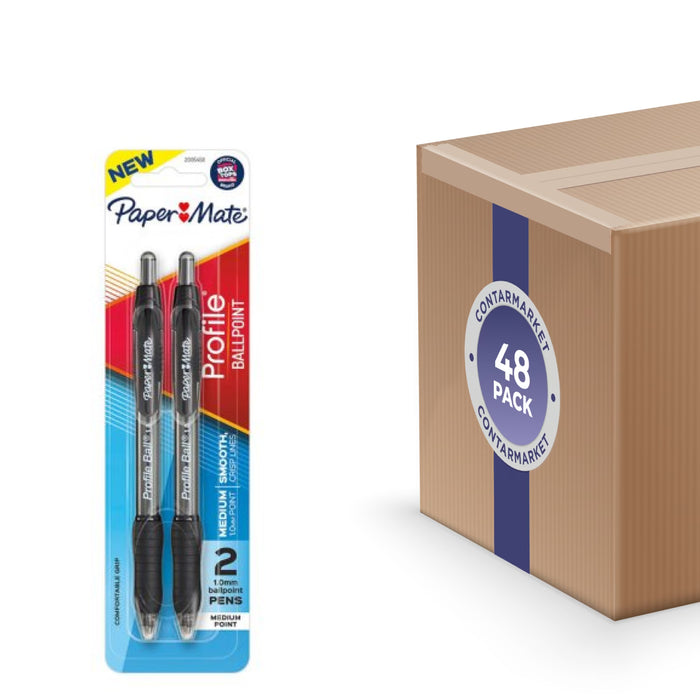 Paper Mate Profile Black Ballpoint Pens - 2 Ct - 48 Pack