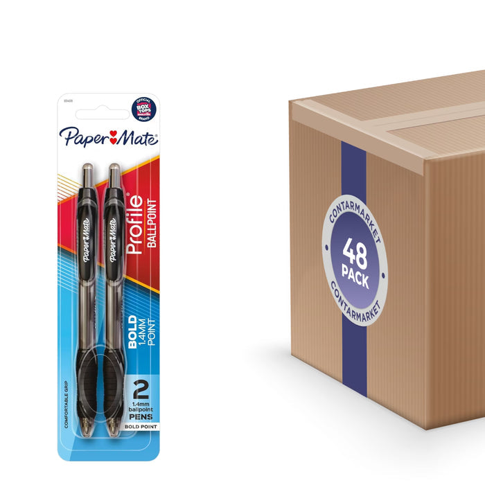 Paper Mate Profile Black Ballpoint Pens - 2 Ct - 48 Pack
