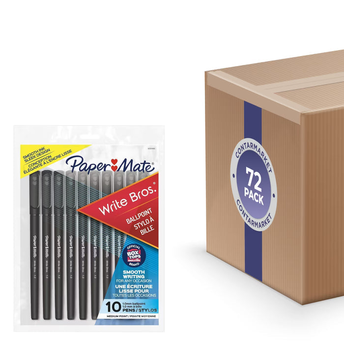 Paper Mate Write Bros Black Ballpoint Pens Medium Point - 10 Ct - 72 Pack