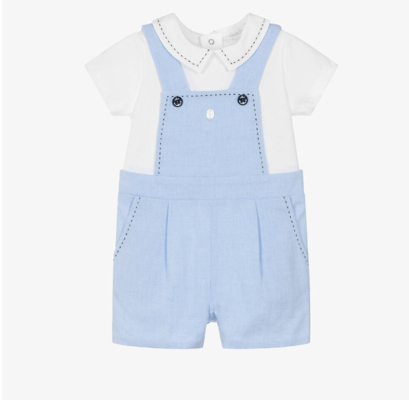 PATACHOU Baby Boys Blue & White Cotton Shortie