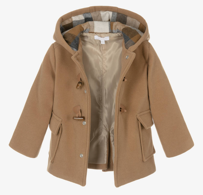 PATACHOU Boys Beige Hooded Duffle Coat