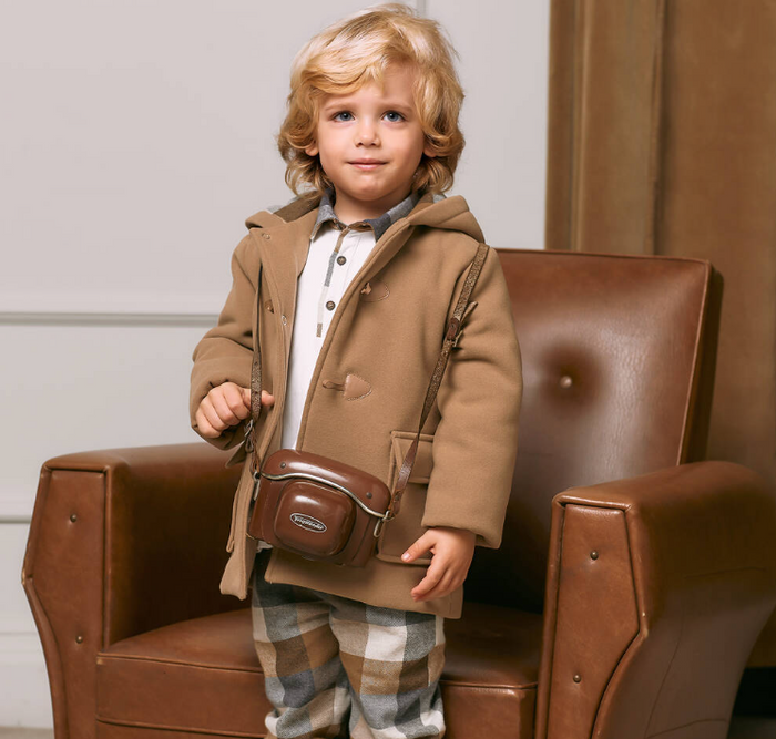 PATACHOU Boys Beige Hooded Duffle Coat