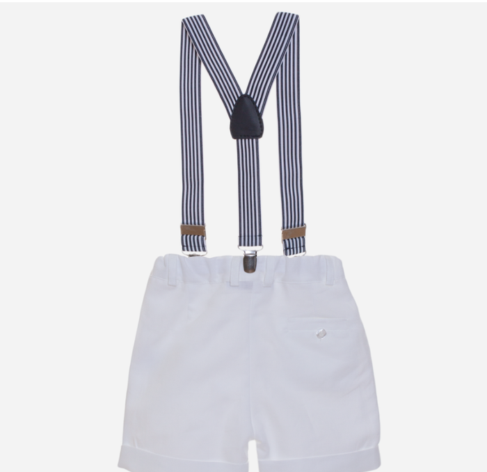 PATACHOU Boys white shorts with suspenders