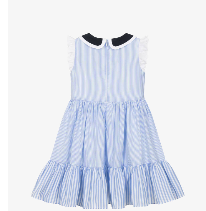 PATACHOU Girls Blue Cotton Striped Dress