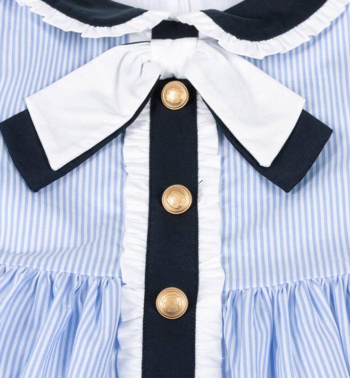 PATACHOU Girls Blue Cotton Striped Dress