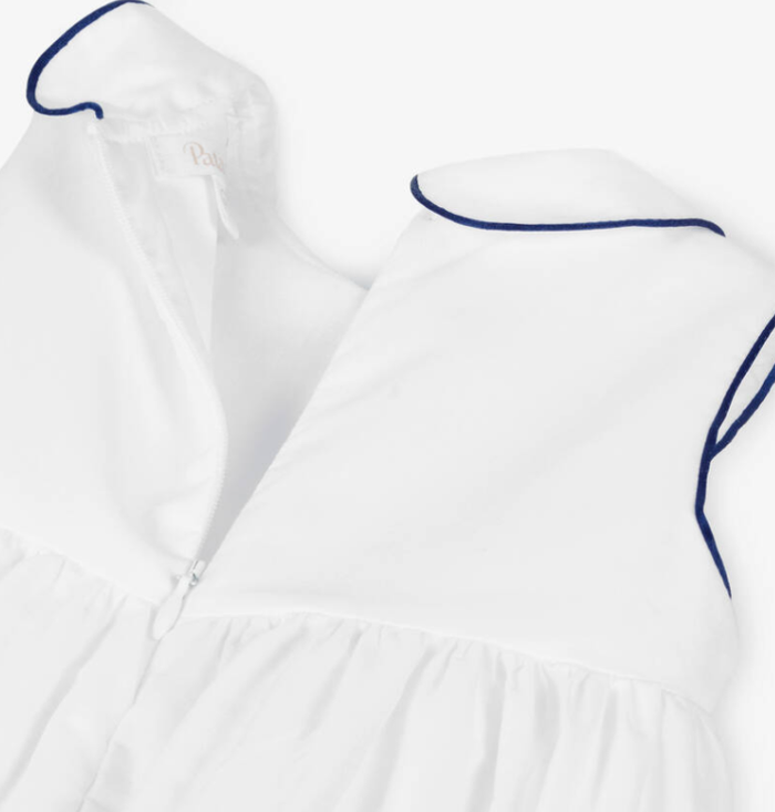 PATACHOU Girls White & Blue Cotton Dress