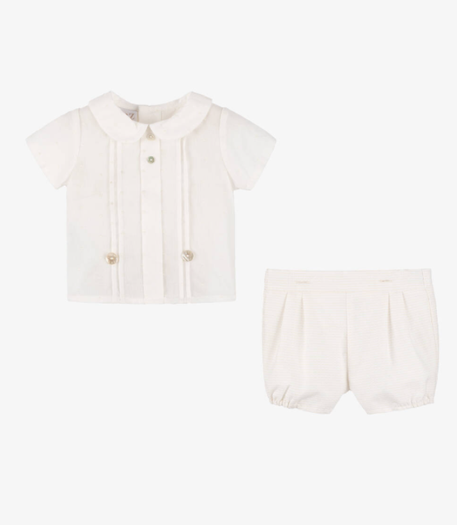 PAZ RODRIGUEZ Baby Boys Ivory Cotton Buster Suit