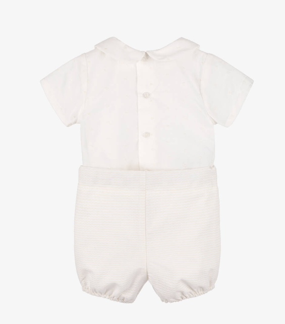 PAZ RODRIGUEZ Baby Boys Ivory Cotton Buster Suit