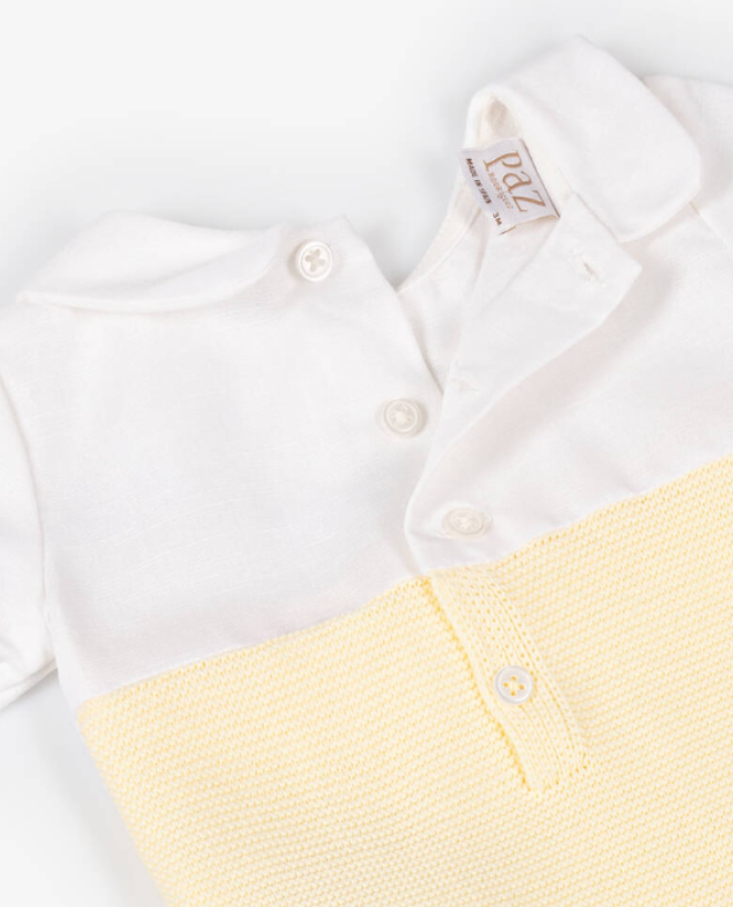 PAZ RODRIGUEZ Baby Boys Yellow Cotton Knit Shortie