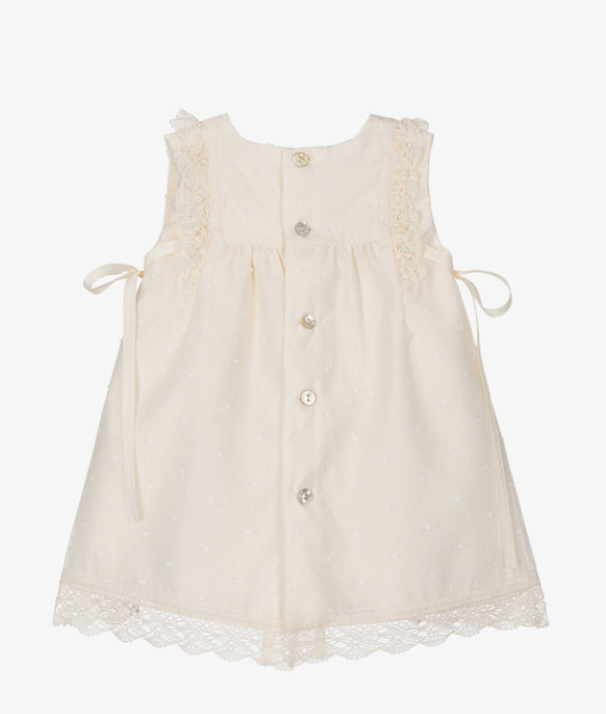 PAZ RODRIGUEZ Baby Girls Ivory Cotton Dress