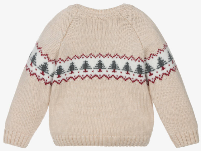 PAZ RODRIGUEZ Boys Beige Knitted Tree Sweater