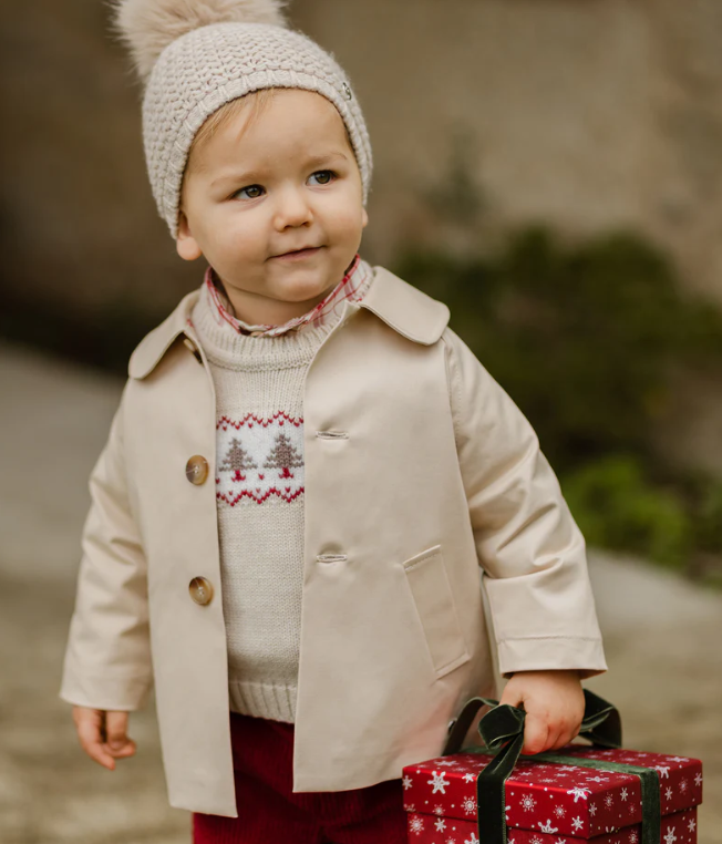 PAZ RODRIGUEZ Boys Beige Knitted Tree Sweater