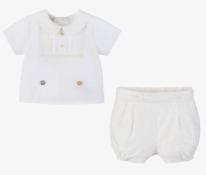 PAZ RODRIGUEZ Ivory Cotton Buster Suit