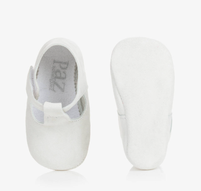 PAZ RODRIGUEZ Ivory Suede Leather Baby Pre-Walkers
