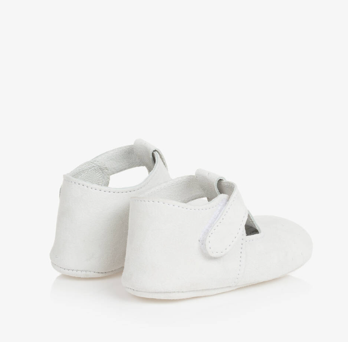 PAZ RODRIGUEZ Ivory Suede Leather Baby Pre-Walkers