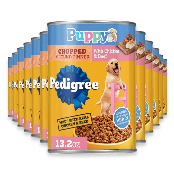 Pedigree Puppy Chopped Ground Dinner Chicken & Beef Wet Puppy Food - 13.2 oz - 12 Pack