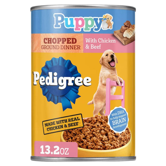 Pedigree Puppy Chopped Ground Dinner Chicken & Beef Wet Puppy Food - 13.2 oz - 12 Pack