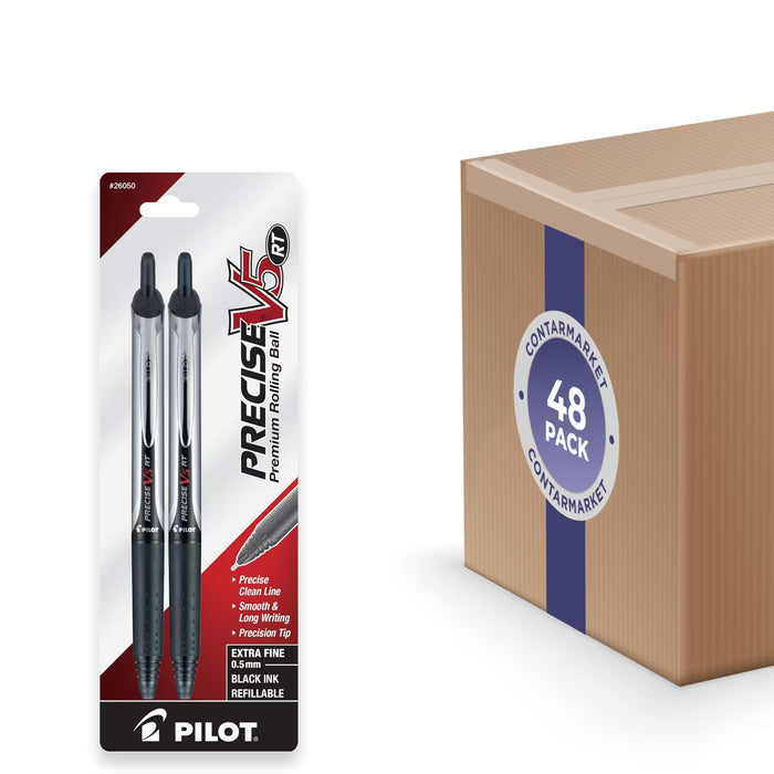 Pilot Precise V5 RT Black Rollerball Pens Extra Fine Point - 2 Ct - 48 Pack