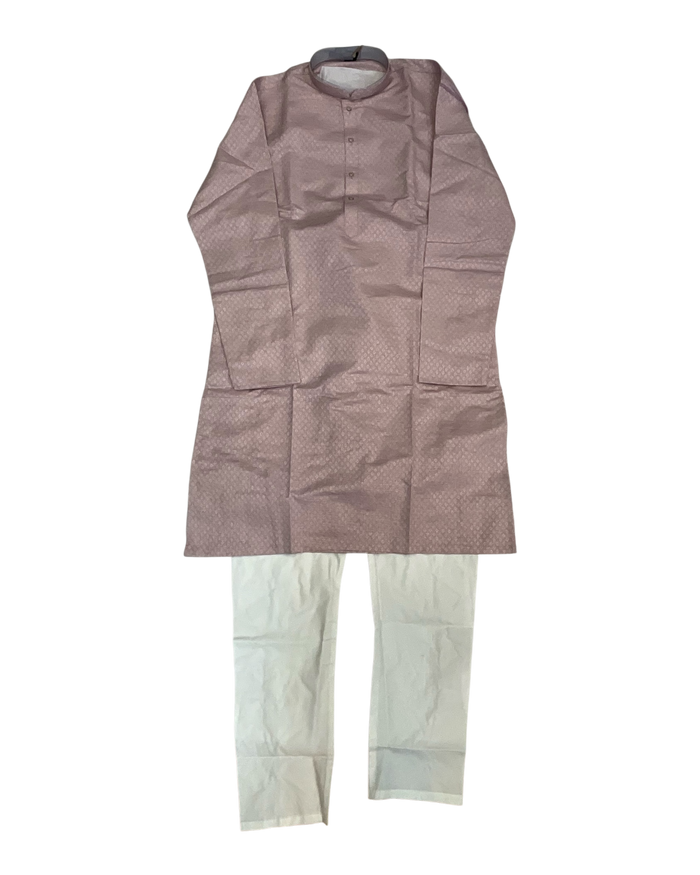 Pink - Self Woven Brocade Mens Indian Kurta set - UK Stock - Weddings / Walimas , Sangeet, Diwali, Eid, Mehndi / Henna - VEE3111 KR