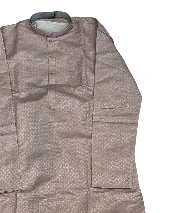 Pink - Self Woven Brocade Mens Indian Kurta set - UK Stock - Weddings / Walimas , Sangeet, Diwali, Eid, Mehndi / Henna - VEE3111 KR