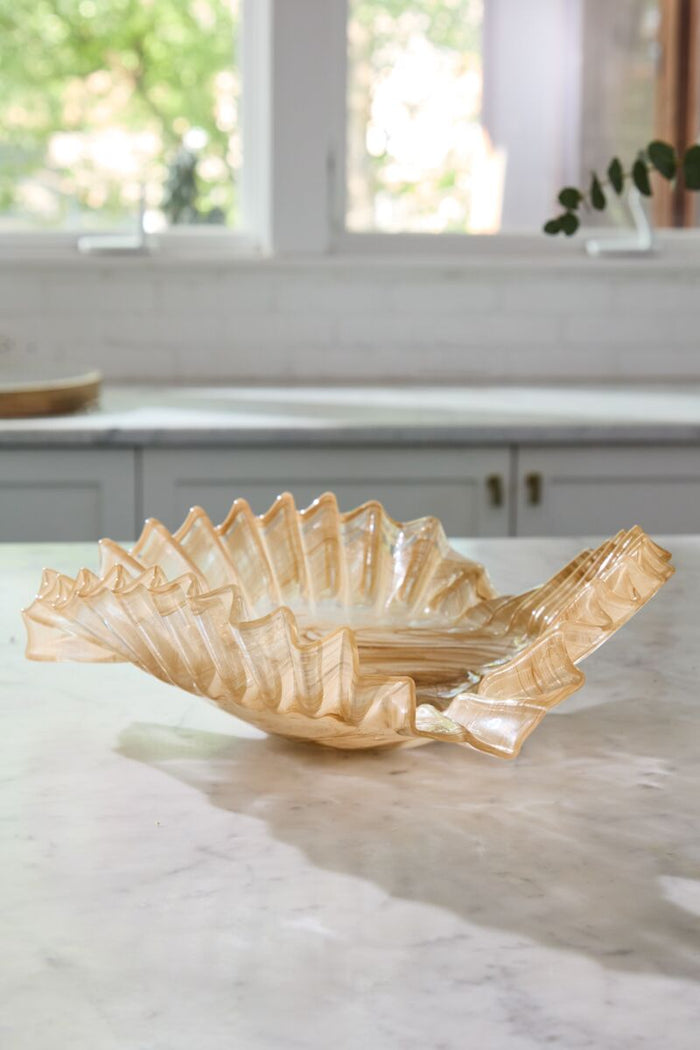 Pleated Glass Decorative Bowl