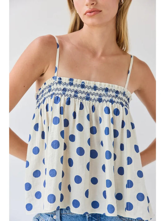 Polka Dot Smocked Cami Top