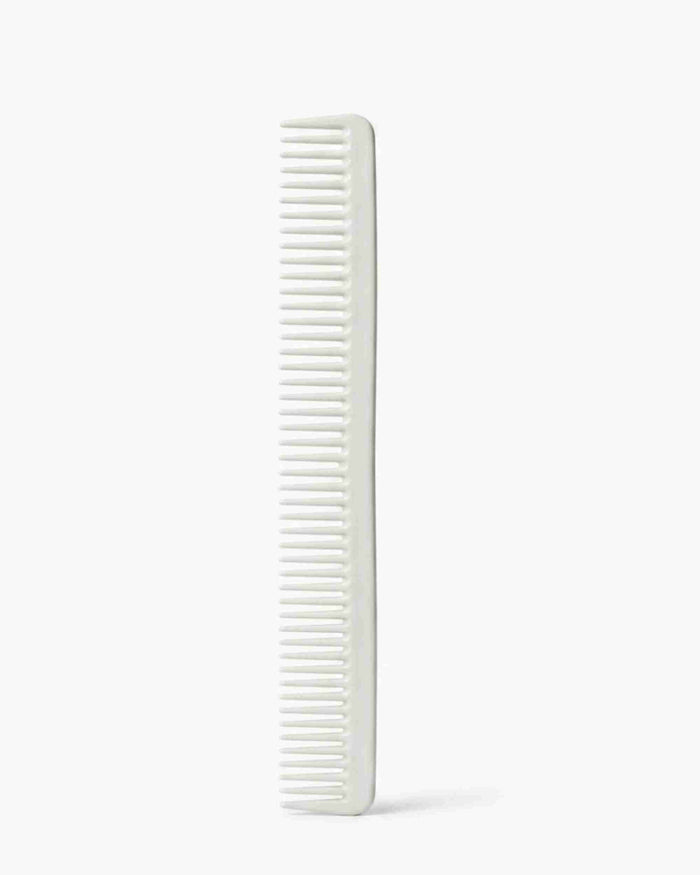 White long hair cutting comb with fine teeth and straight handle