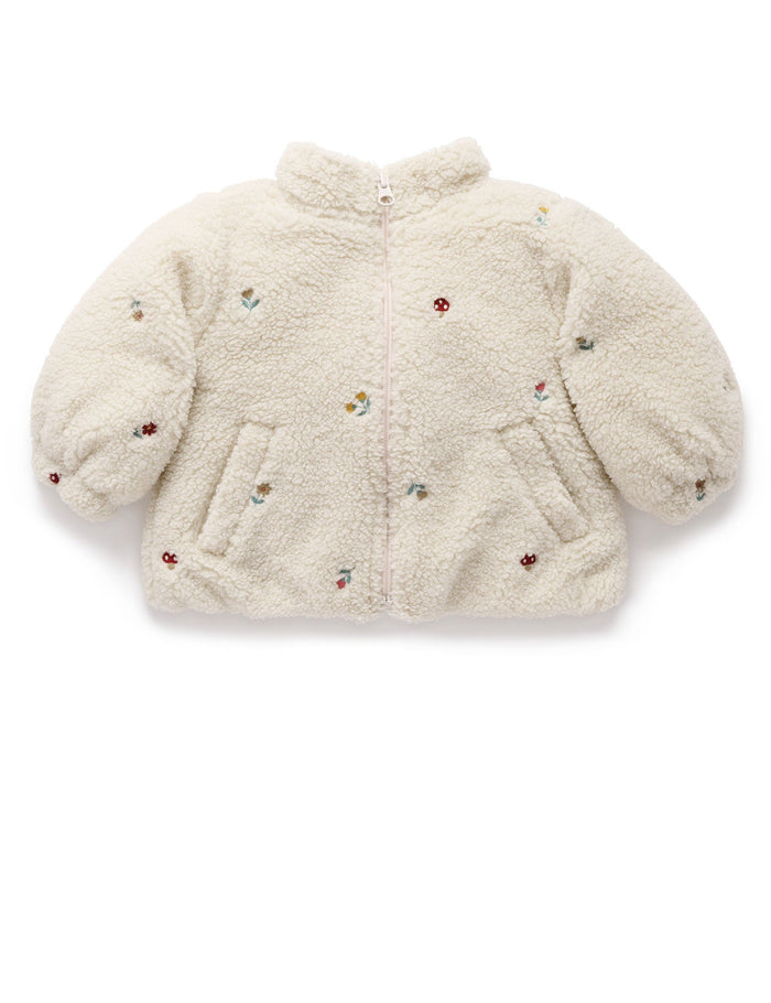 Purebaby Embroidered Fleece in Mushrooms & Flowers