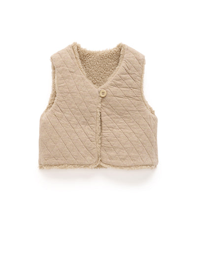 Purebaby Shearling Reversible Vest in Mushroom