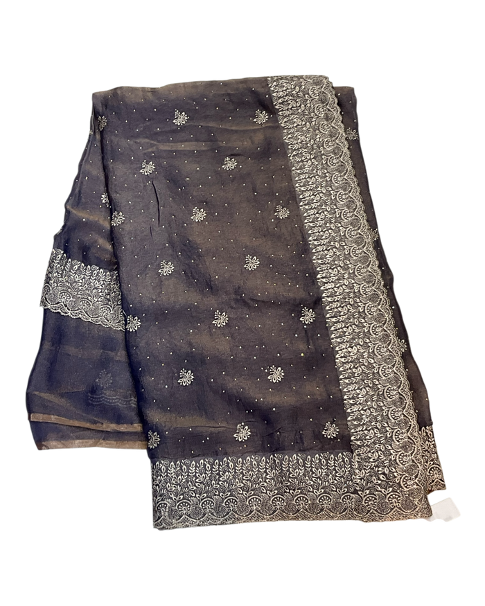 Purple - Classic Saree with Thread Work Border and Blouse Piece - UK stock - 24hr Dispatch - RS2534 VY