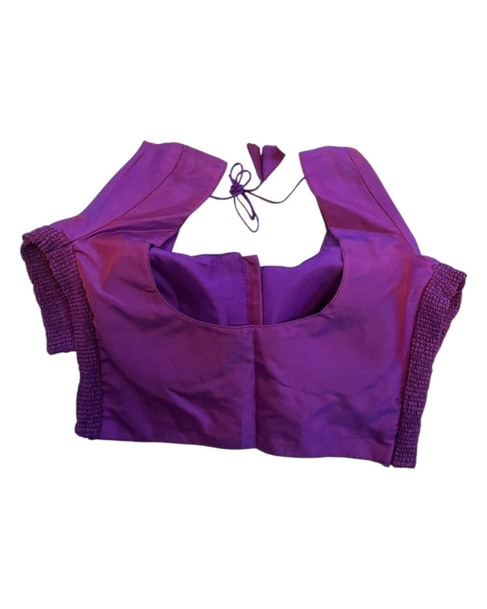 Purple - HYBRID Silky Saree blouse - With Elastic on both side for Great fit - Size 36",38", 40" S M L  - VAM1216 Ap
