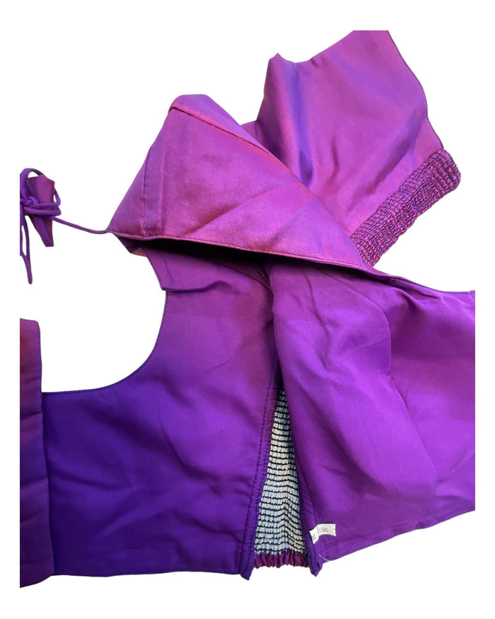 Purple - HYBRID Silky Saree blouse - With Elastic on both side for Great fit - Size 36",38", 40" S M L  - VAM1216 Ap