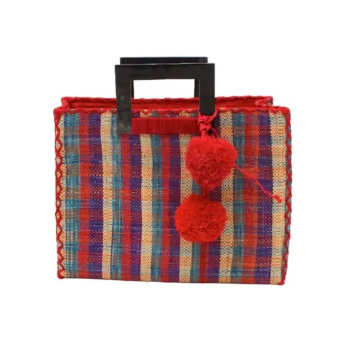 Raffia Handbag w/ Horn Handles