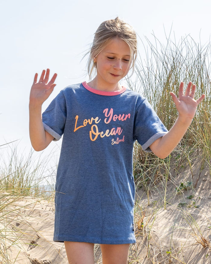 Rainbow Ocean Kids Dress in Dark Blue