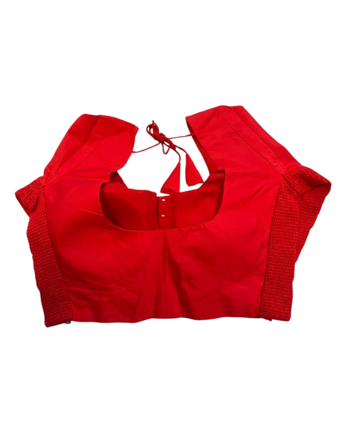 Red - HYBRID Silky Saree blouse - With Elastic on both side for Great fit - Size 36",38", 40" S M L  - VAM1216 Ap