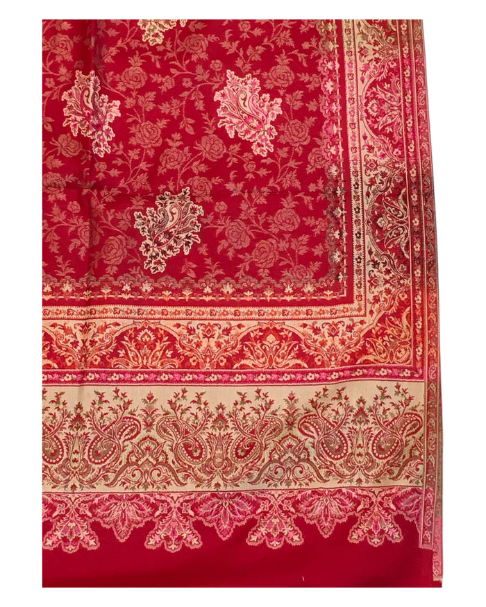 Red - Soft Art Wool Handloom Woven Shawl - (P350) 11KY24 NTC2414