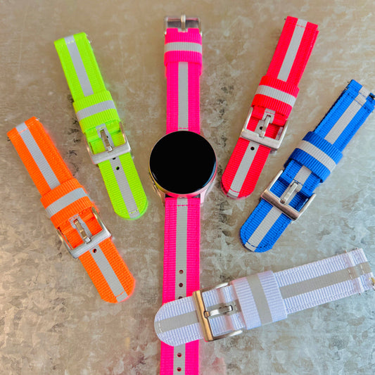 Reflective Braided Nylon Sports Band For Samsung Watch Multiple Colors Available — Color Variety: Multiple colors to match your style.