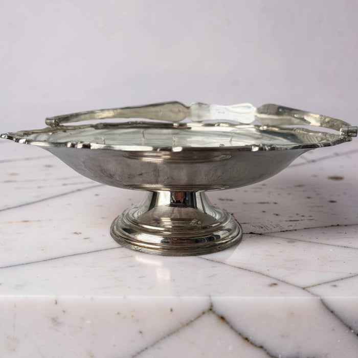 Repurposed Silver Cake Basket Candle - Lavender
