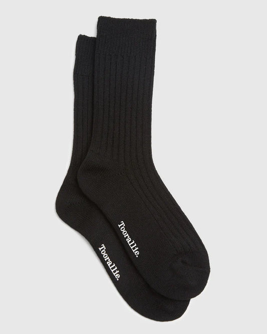 RIBBED MERINO SOCKS | Black - Darling & Domain