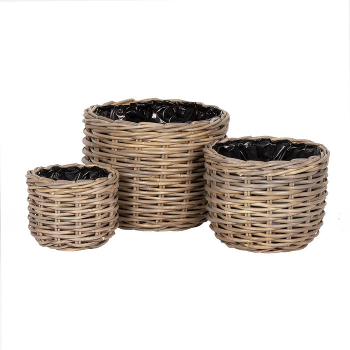 ROUND KUBU PLANTERS LINED | 3 Sizes - Magnolia Lane co. Home + Garden + Gift