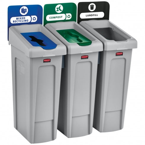Rubbermaid Slim Jim Recycling Station 2007909 Billboard Blue