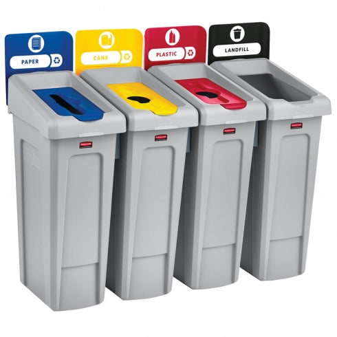 Rubbermaid Slim Jim Recycling Station 2007911 Billboard Dark Grey