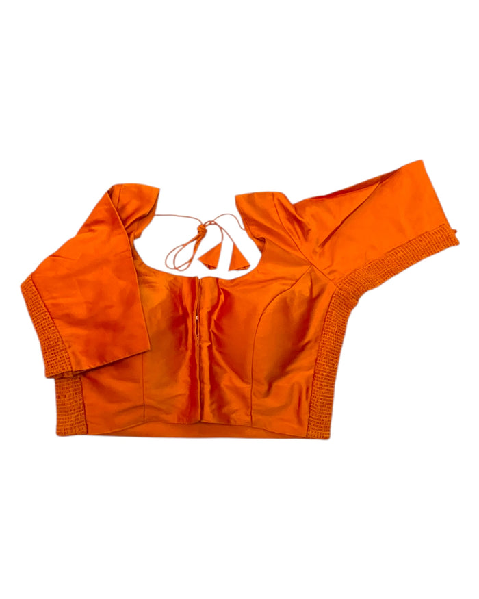 Rust / Dark Orange - HYBRID Silky Saree blouse - With Elastic on both side for Great fit - Size 36",38", 40" S M L  - VAM1216 Ap
