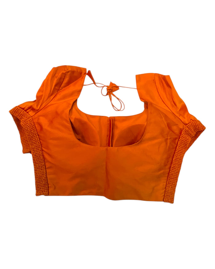 Rust / Dark Orange - HYBRID Silky Saree blouse - With Elastic on both side for Great fit - Size 36",38", 40" S M L  - VAM1216 Ap