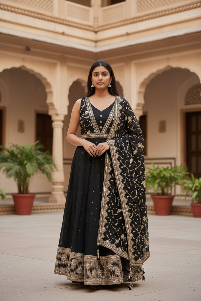 Sale! Black - Ready Made Lehenga Set - Size 16 - 42" (Loosen up to 14) ) UK Stock - 24h Dispatch - KTC241210  TJ 1224
