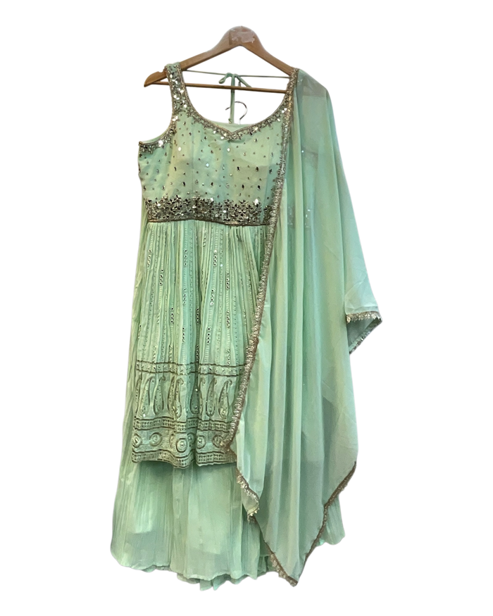Sale! Mint Green - Ready Made Palazzo Trousers Set - Size 12 - 42" (Loosen up to 14) ) UK Stock - 24h Dispatch - KTC2354 04TT23