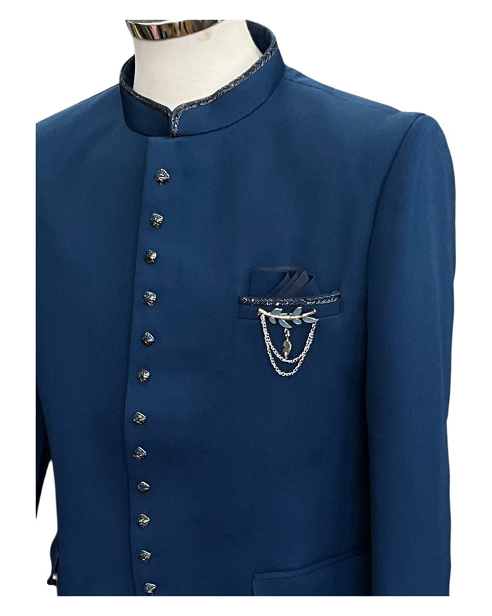 SALE! Petrol Blue - PREMIUM Slim Fit Mens BandhGala / Prince / Chinese Collar Jacket - Fantastic Fit - CS2512 09TY25