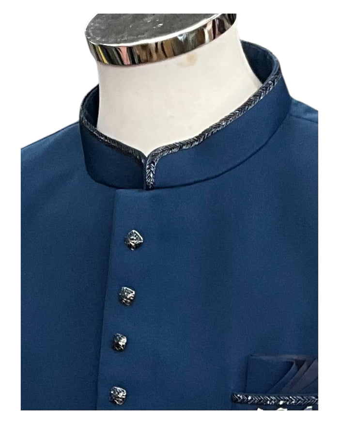 SALE! Petrol Blue - PREMIUM Slim Fit Mens BandhGala / Prince / Chinese Collar Jacket - Fantastic Fit - CS2512 09TY25