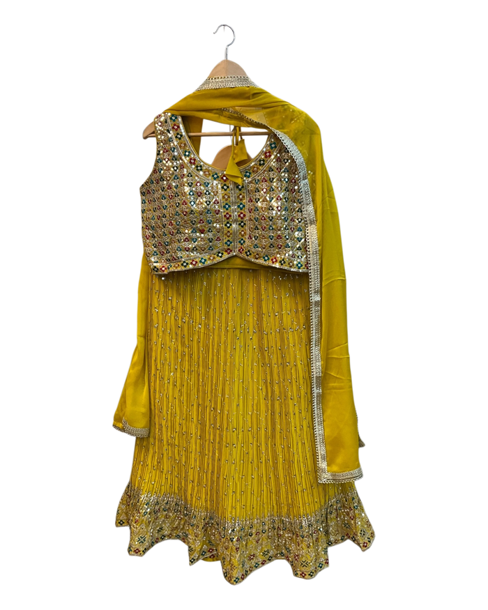 SALE! SALE! Size 14 - Yellow Ready Made Lehnga Set - Haldi / Mehndi / Weddings - UK Stock - 24h Dispatch - PC2602 XX